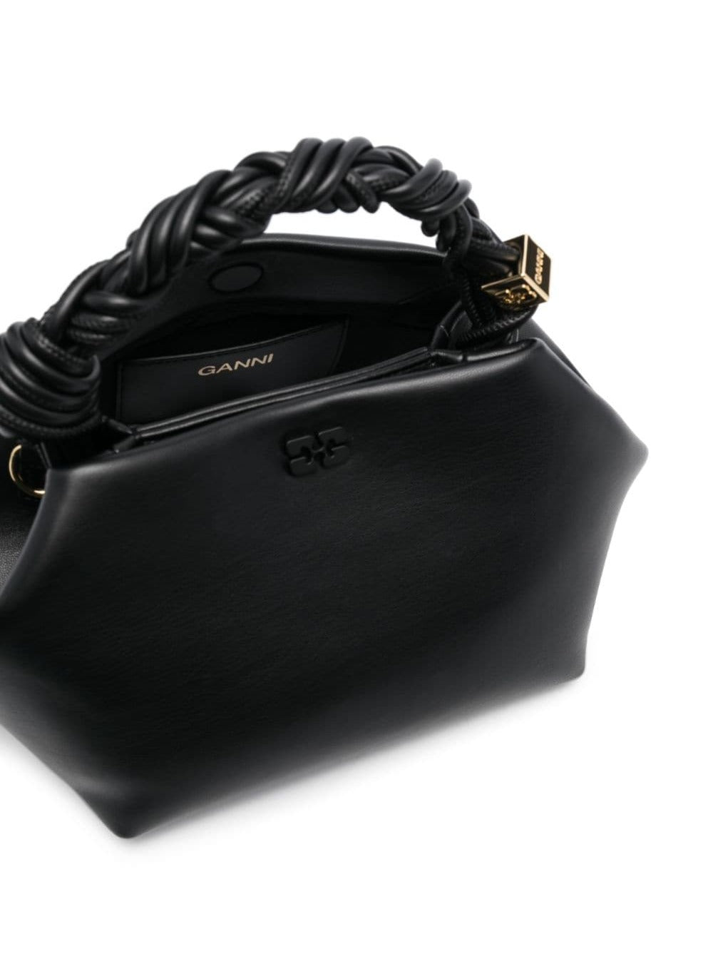 Handbag Ganni Bou With Butterfly Logo And Black Leather Woven Handle For Women Hand Bags