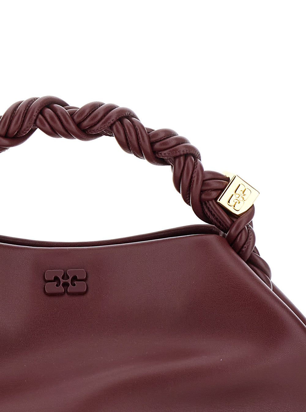Handbag Bou Piccola With Butterfly Logo And Woven Leather Handle Bordeaux Woman Red Hand Bags