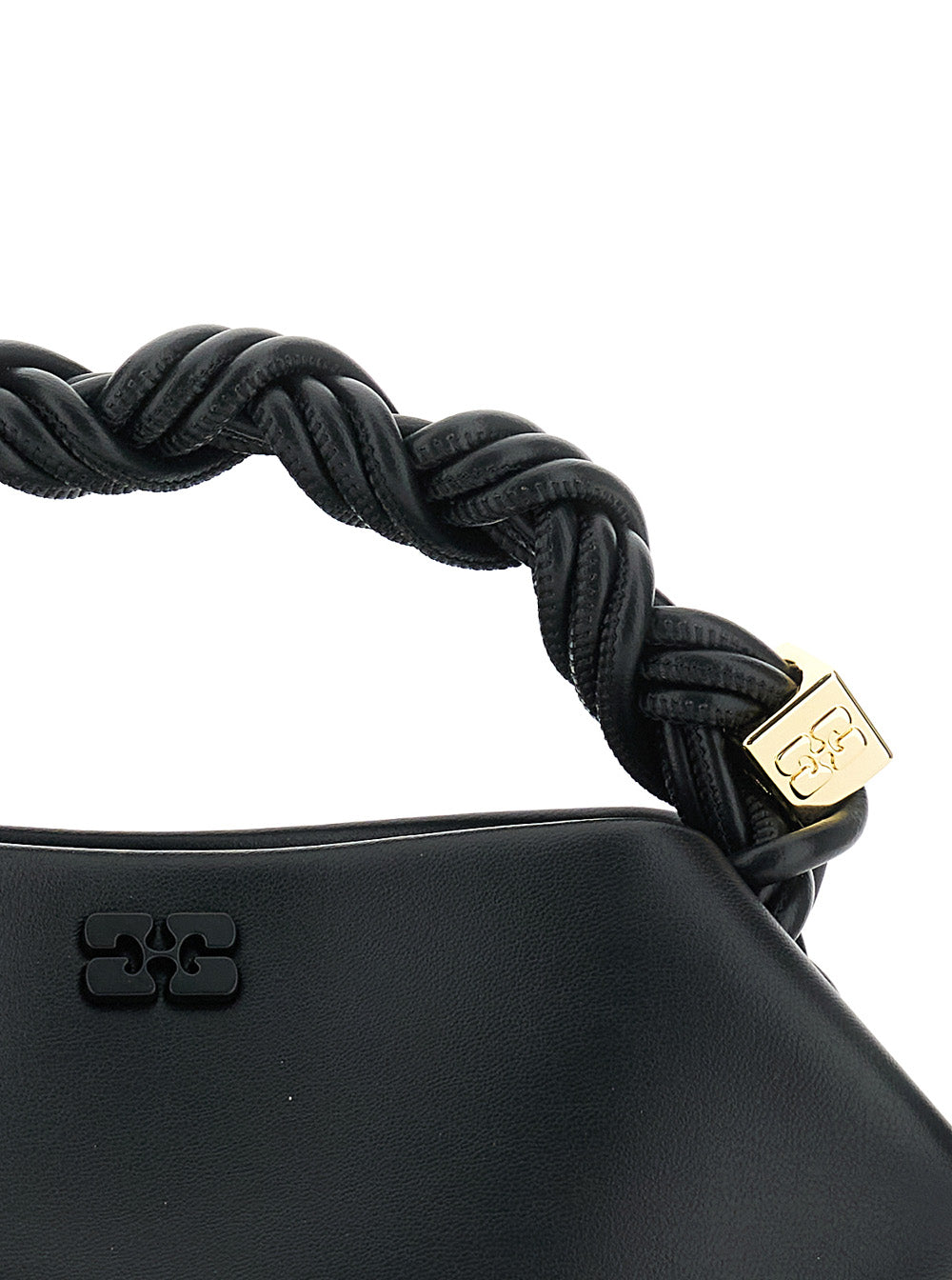 Bou Bag Mini Black Handbag With Braided Handle And Removable Shoulder Strap Leather Woman Hand
