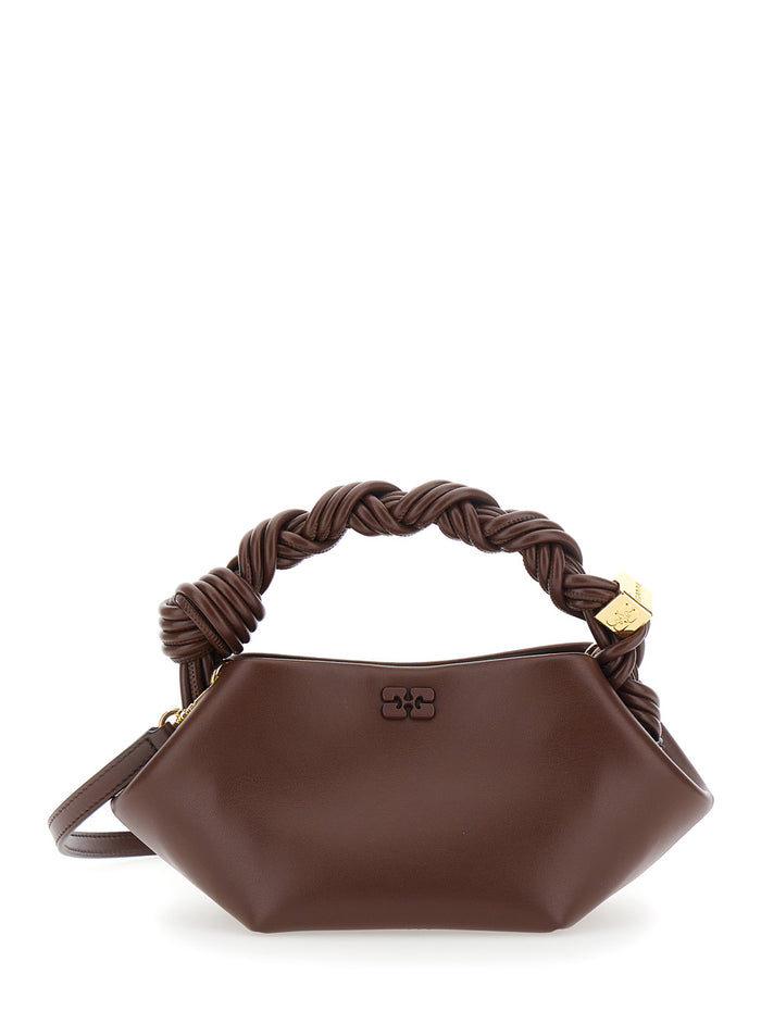 Handbag Ganni Bou Bag Mini With Leather And Tech Fabric Details Brown Women Hand