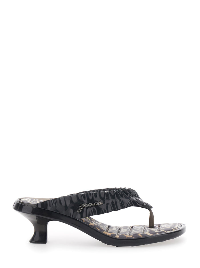 Melissa Thong Heels Characterized By A 7 Cm Kitten Heel And An Elegant Design Black For Women