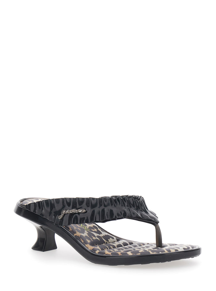 Melissa Thong Heels Characterized By A 7 Cm Kitten Heel And An Elegant Design Black For Women