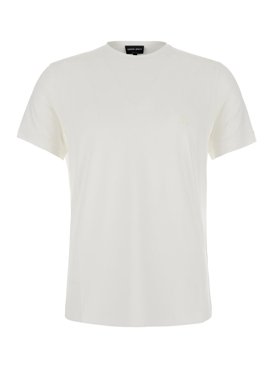 Jersey Bamboo Crew Neck T-Shirt White Viscose T-shirts