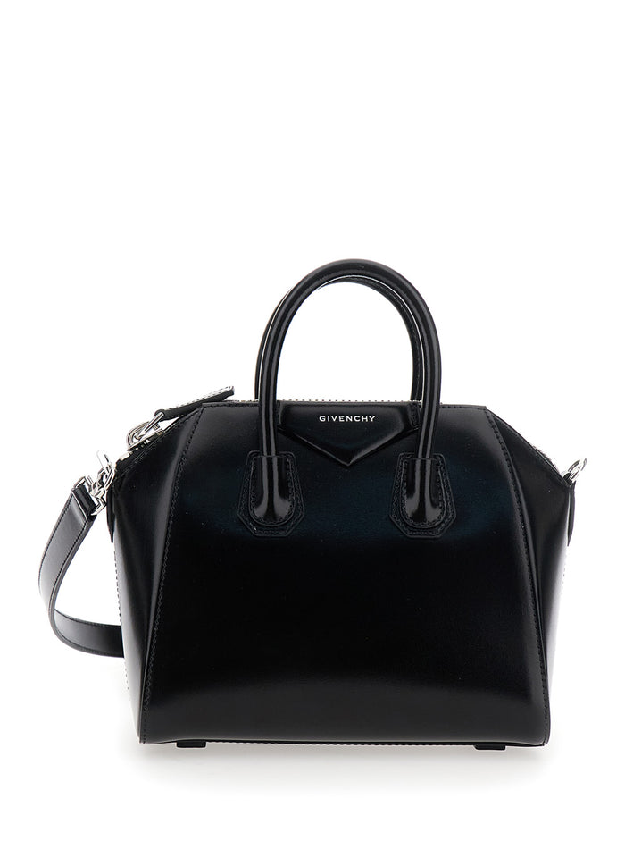 Handbag Antigona With Laminated Logo Black Leather Woman Calf Hand Bags
