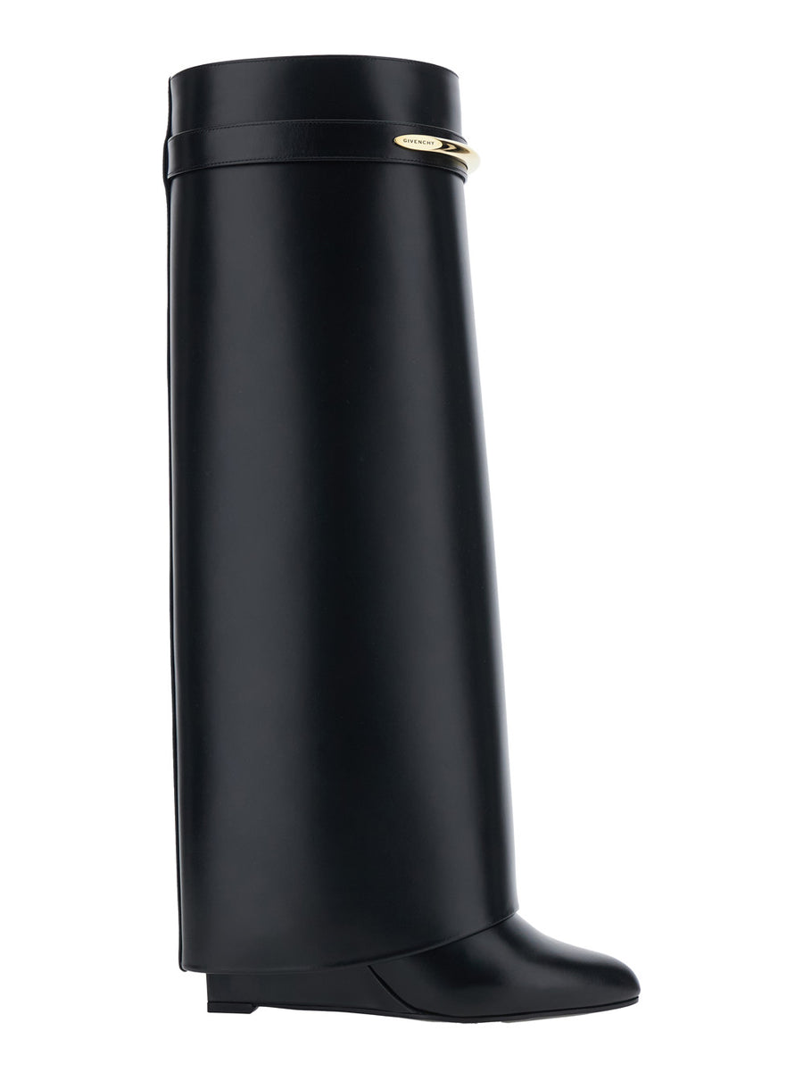 Boots Shark Pointed Black Leather Calf