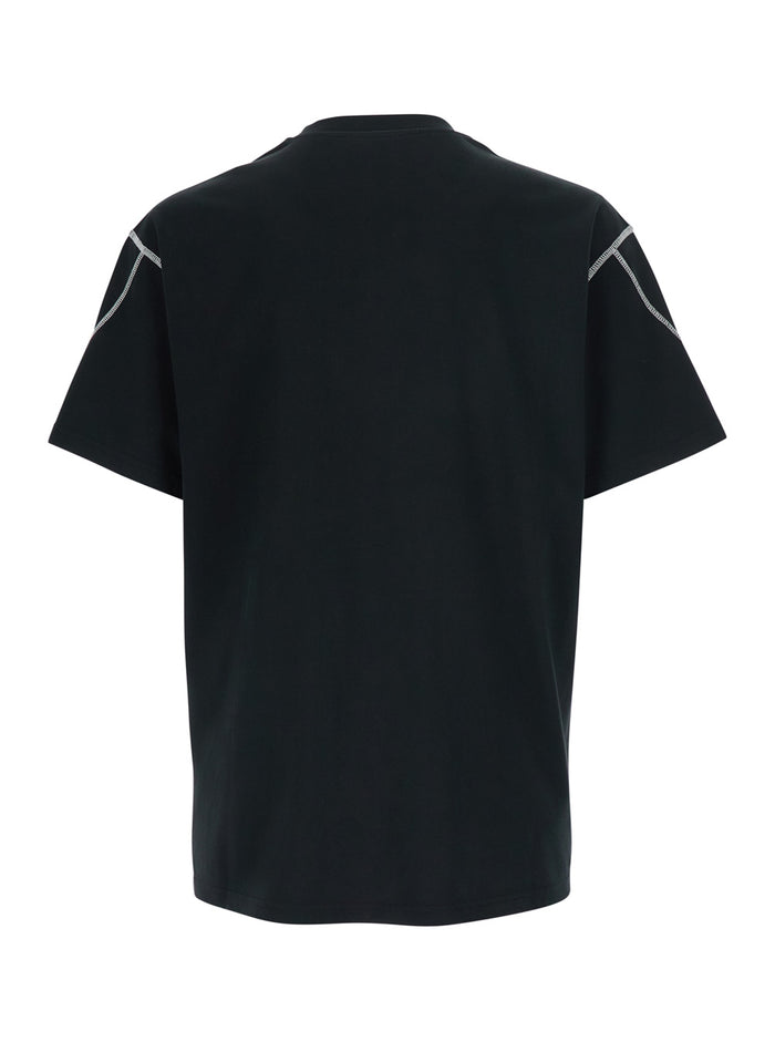 Black T-Shirt With Logo On The Front Cotton Men Tshirts And Polo Shirts