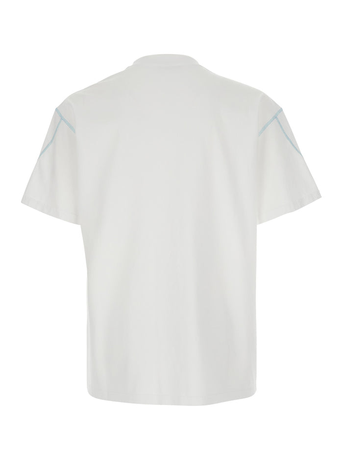 White T-Shirt With Logo On Front Cotton For Men Tshirts And Polo Shirts