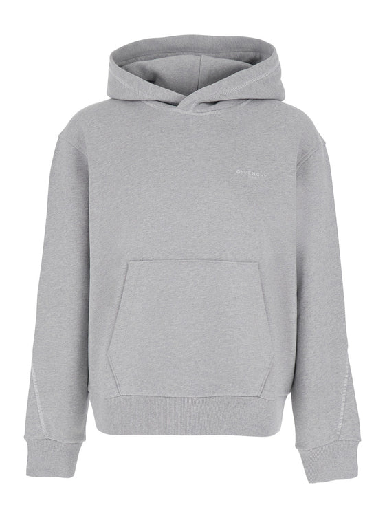 Grey Hooded Sweatshirt With Logo Lettering Usl Front Cotton Man Sweatshirts