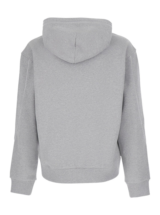 Grey Hooded Sweatshirt With Logo Lettering Usl Front Cotton Man Sweatshirts