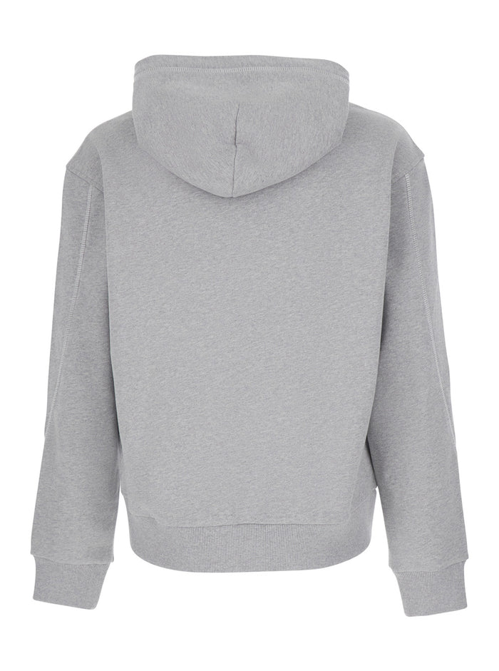 Grey Hooded Sweatshirt With Logo Lettering Usl Front Cotton Man Sweatshirts