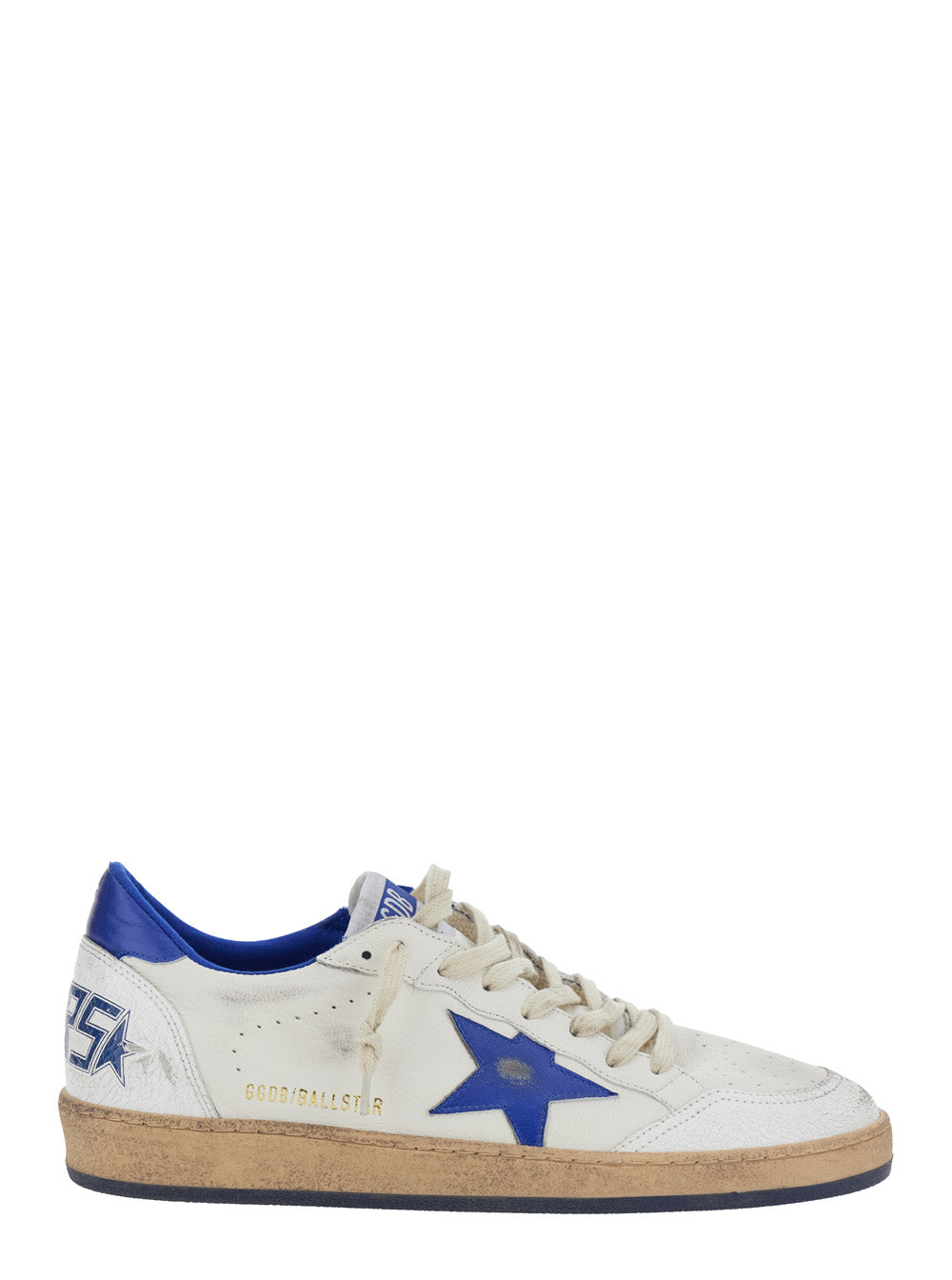 Ballstar White Sneaker Low Top With Star Patch On The Side And Maxi Lettering Back Leather Men Goat Cow Polyamide Ovine
