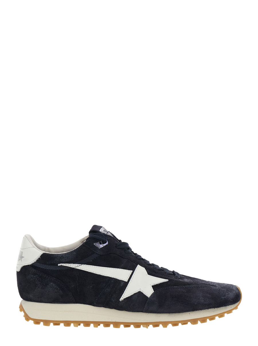 Sneakers Runnig Maratone Blue Leather Cow Trainers