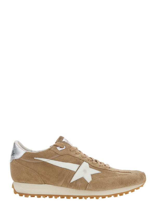 Sneakers Running Marathon Beige Leather Cow Trainers
