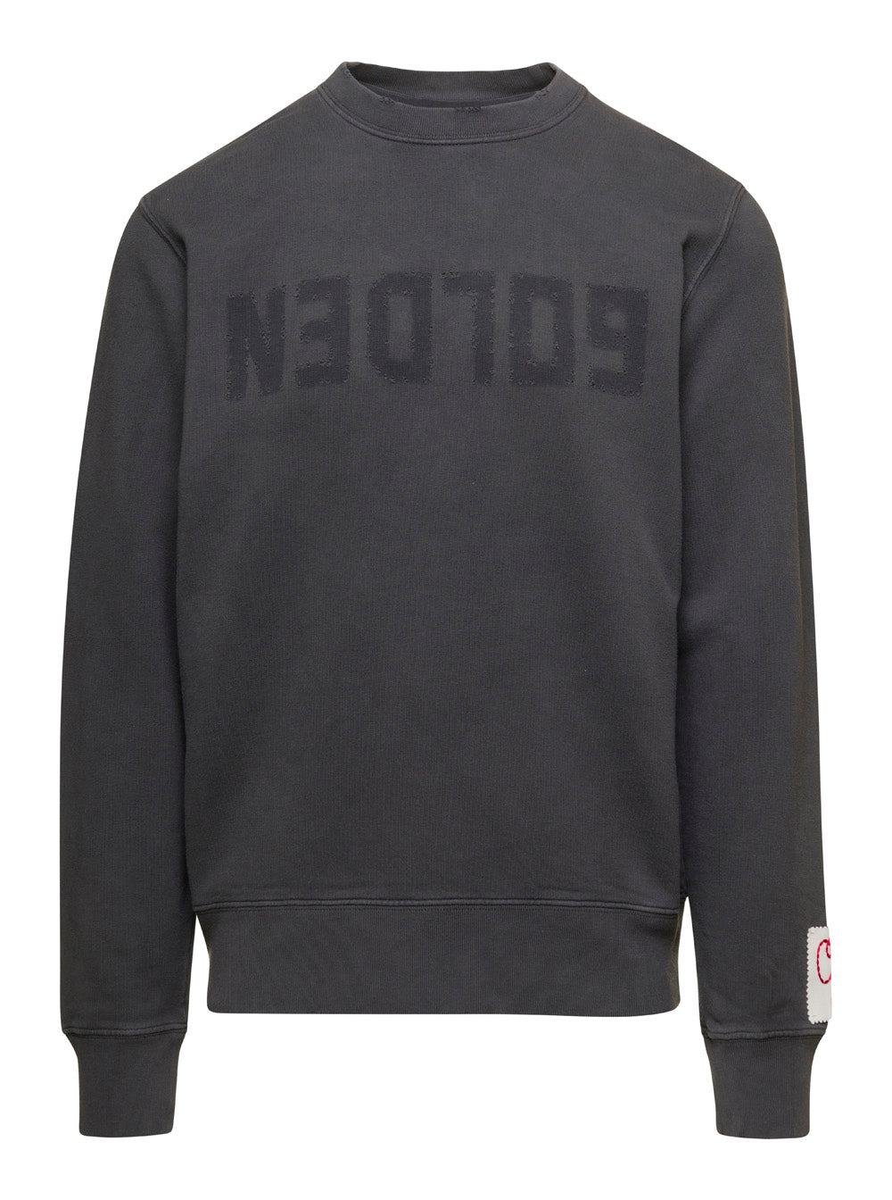 Gray Crewneck Sweatshirt With Logo Print Cotton Men Grey Sweatshirts
