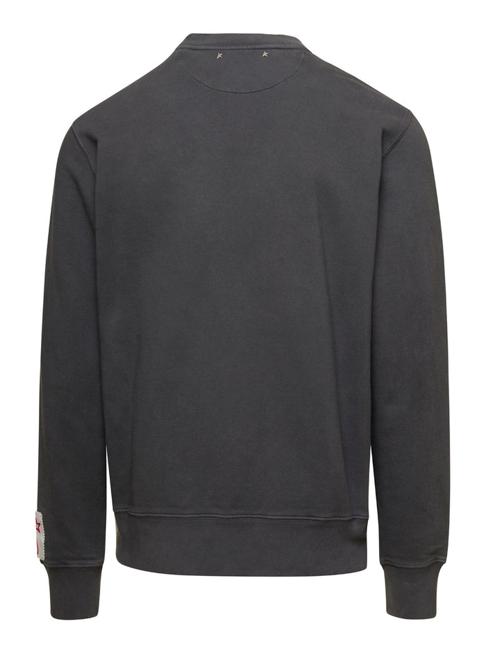 Gray Crewneck Sweatshirt With Logo Print Cotton Men Grey Sweatshirts