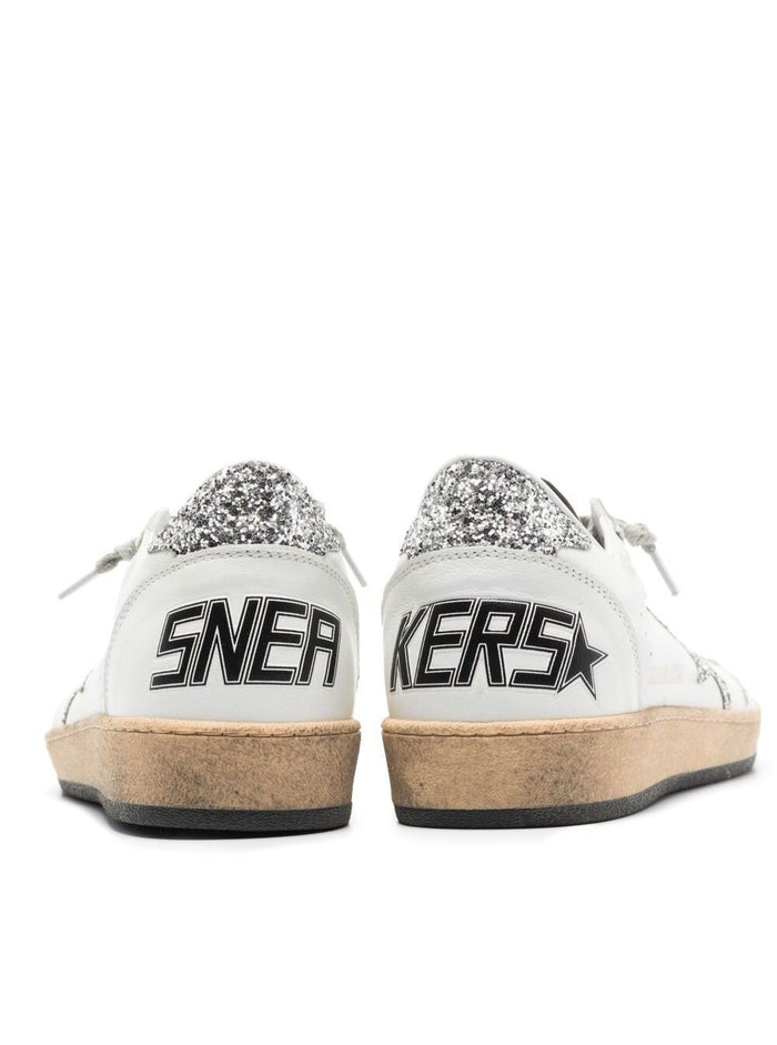 Sneakers Ball Star With Glitter Detail White Leather For Women