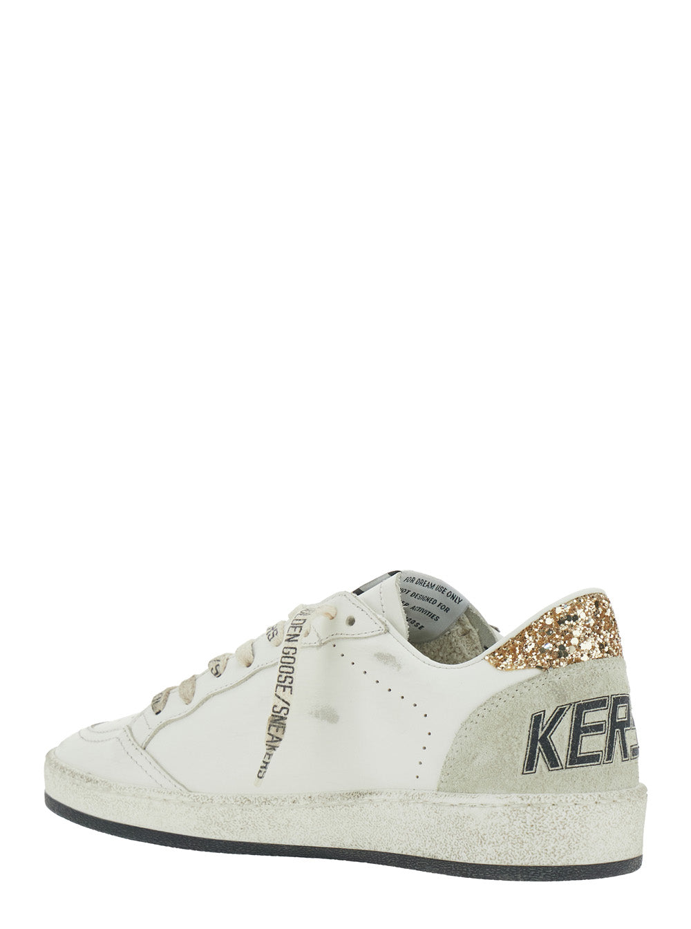 Sneaker Ballstar Low Top With Star Patch Glitter And Heel Logo Lettering White Leather Women