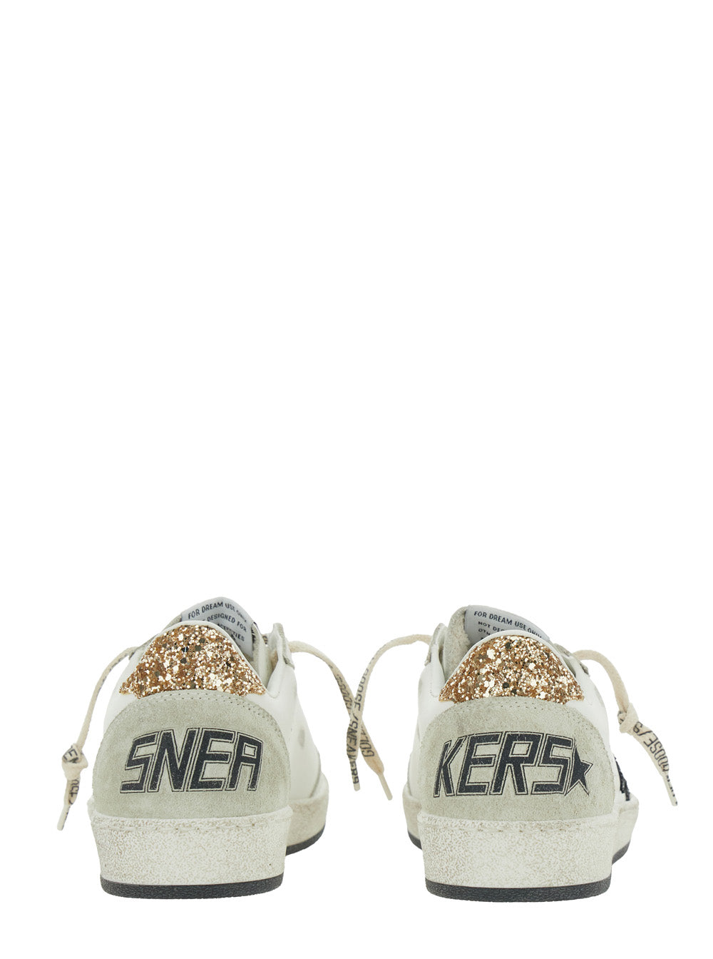 Sneaker Ballstar Low Top With Star Patch Glitter And Heel Logo Lettering White Leather Women