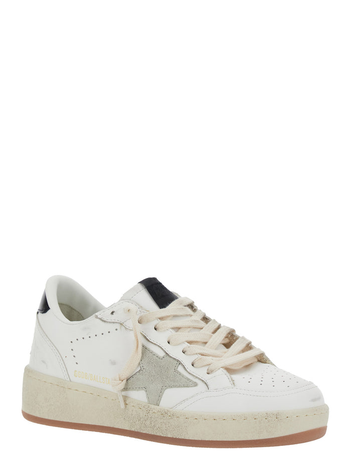 Sneaker Ballstar 2 Low Top With Star Patch On The Side And Contrast Heel White Leather For Women Cow