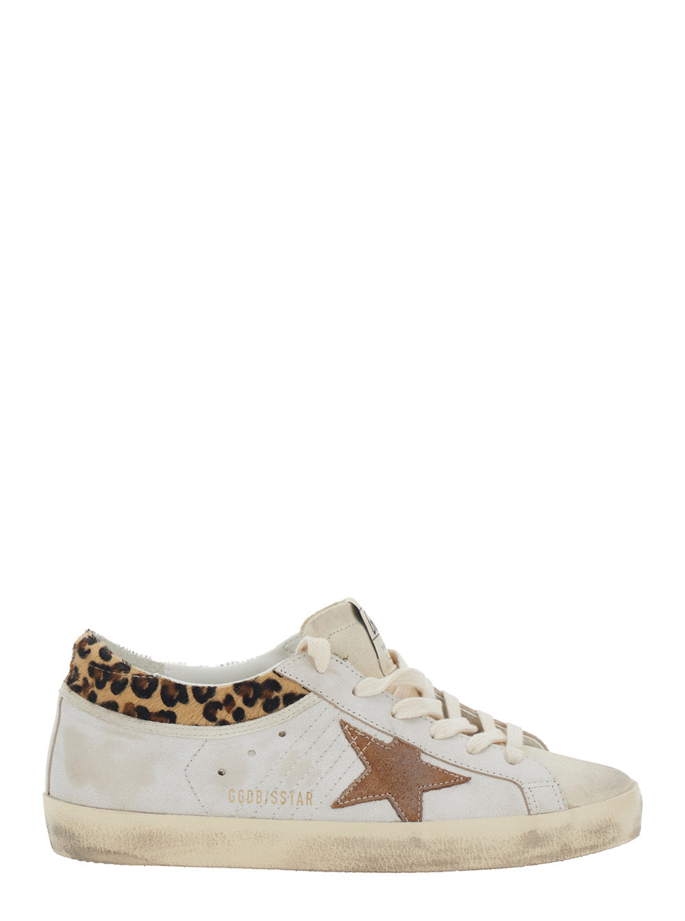 Sneaker Super Star Low Top With Patch On The Side And Animal Print Back White Leather For Women Cow