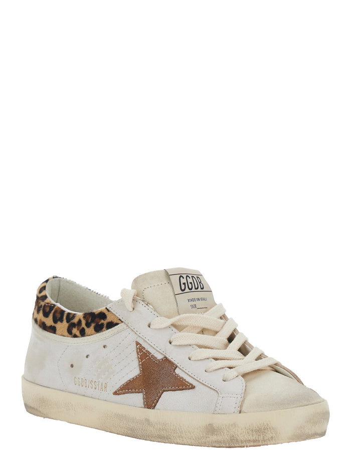Sneaker Super Star Low Top With Patch On The Side And Animal Print Back White Leather For Women Cow