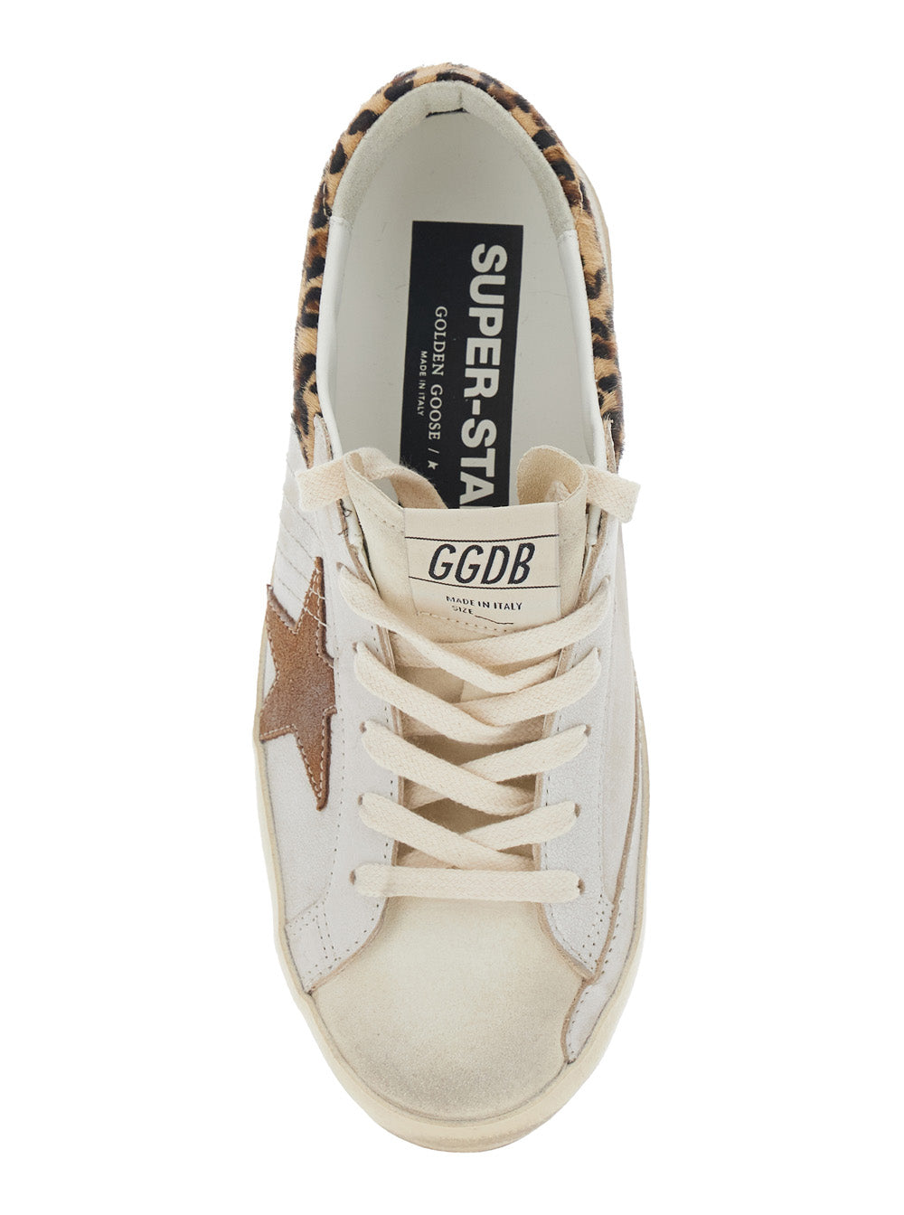 Sneaker Super Star Low Top With Patch On The Side And Animal Print Back White Leather For Women Cow