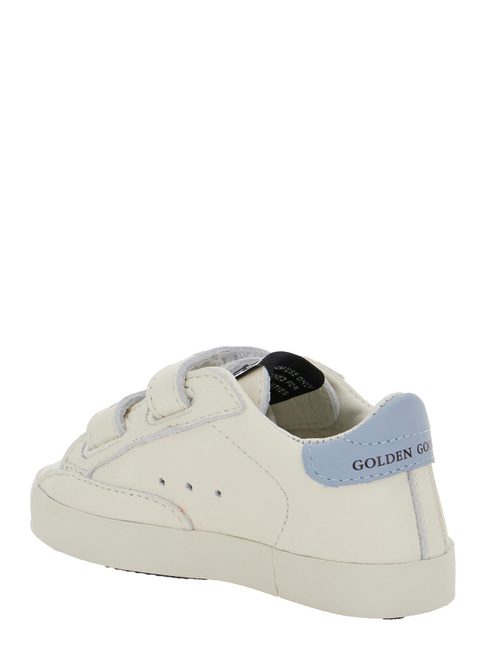 White Sneakers With Star Patch On The Side And Logo Tongue Leather Baby Ovine Cow