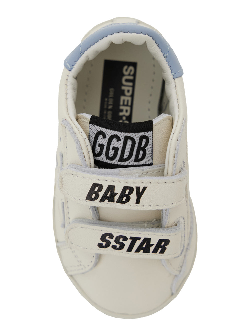 White Sneakers With Star Patch On The Side And Logo Tongue Leather Baby Ovine Cow