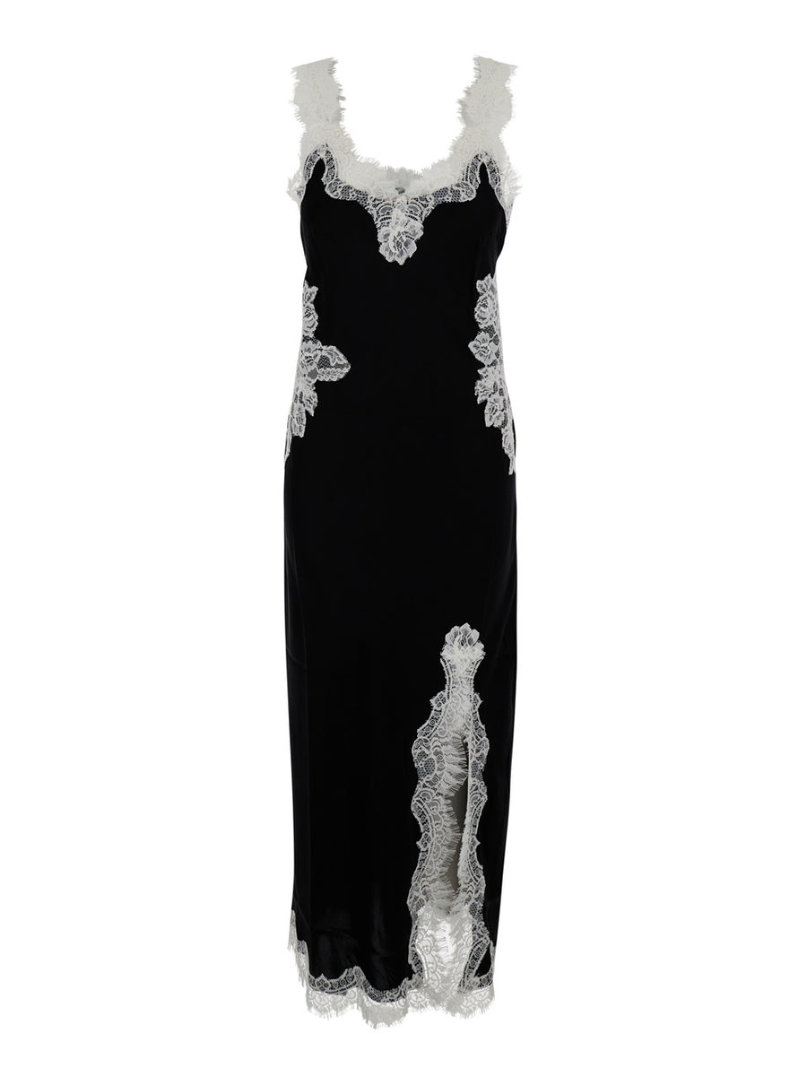 Long Bias-Cut Dress Black Silk