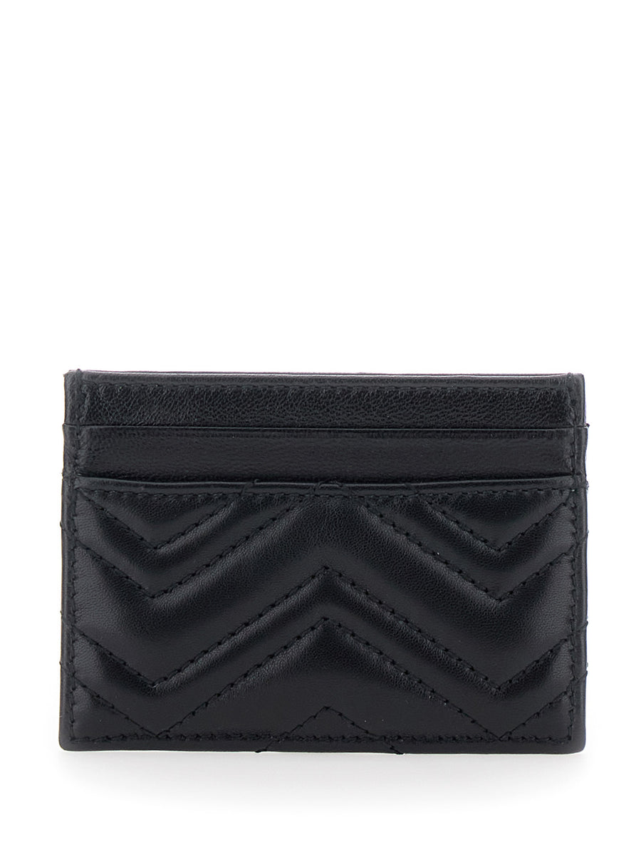 Card Holder Gg Marmont Black Leather Accessory