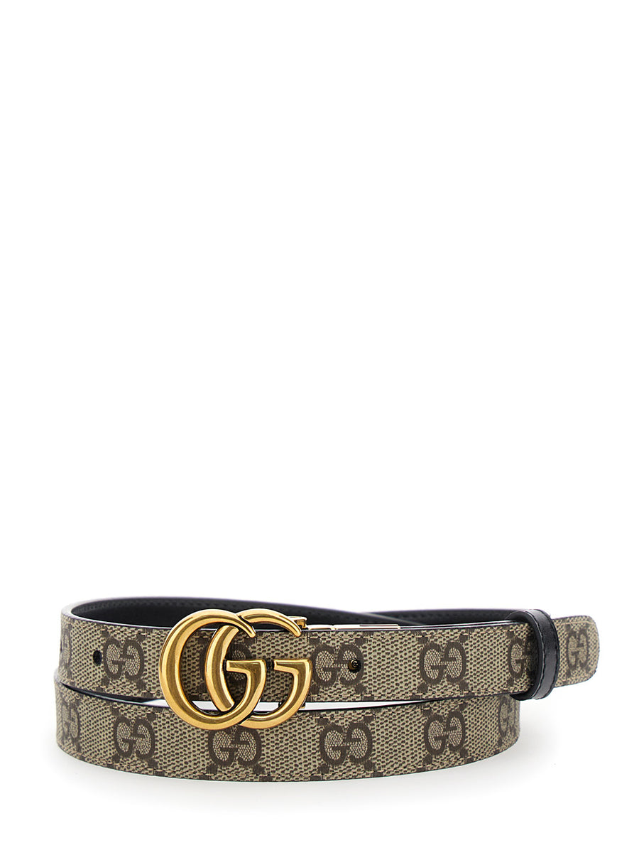 Reversible Slim Belt Gg Marmont Beige Polyurethane