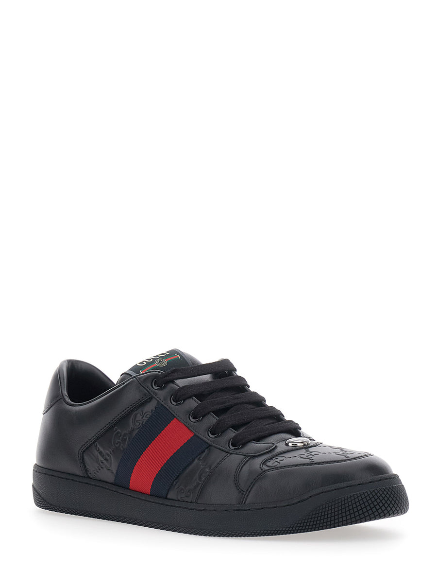 Low-Top Sneaker Screener Black Leather Lambskin Trainers