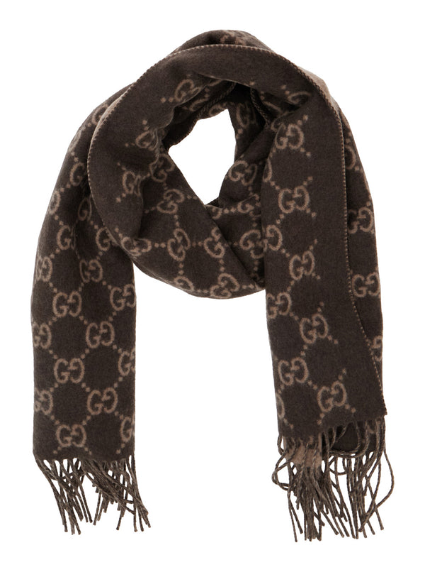 Scarf Gg Brown Cashmere