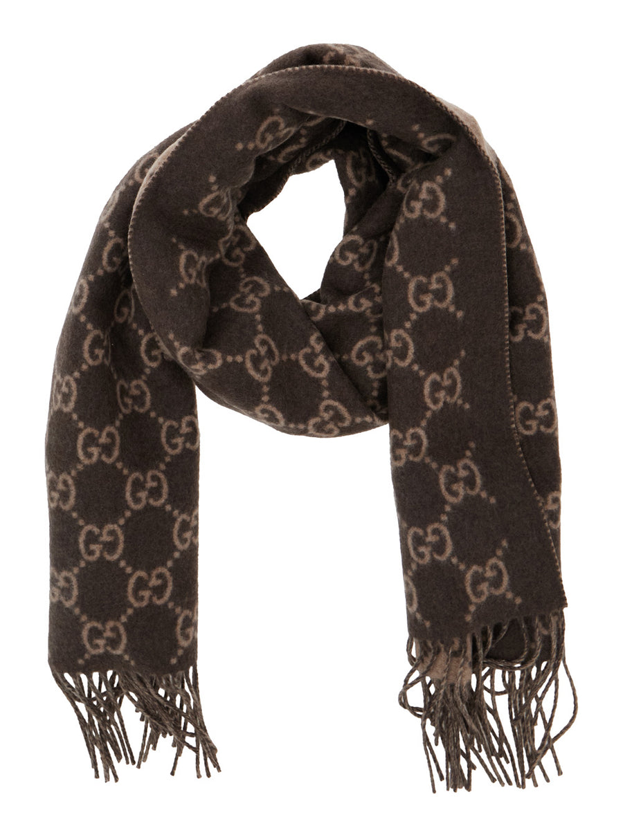 Scarf Gg Brown Cashmere
