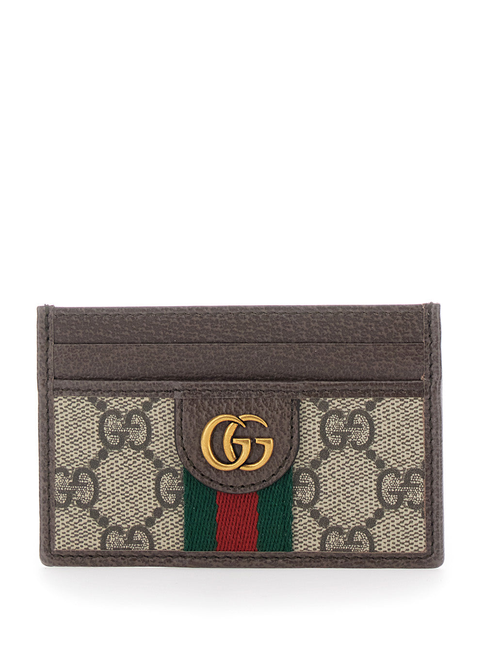 Card Holder Ophidia With Gg Plate Canvas And Leather Beige Men Polyurethane Polyamide Products