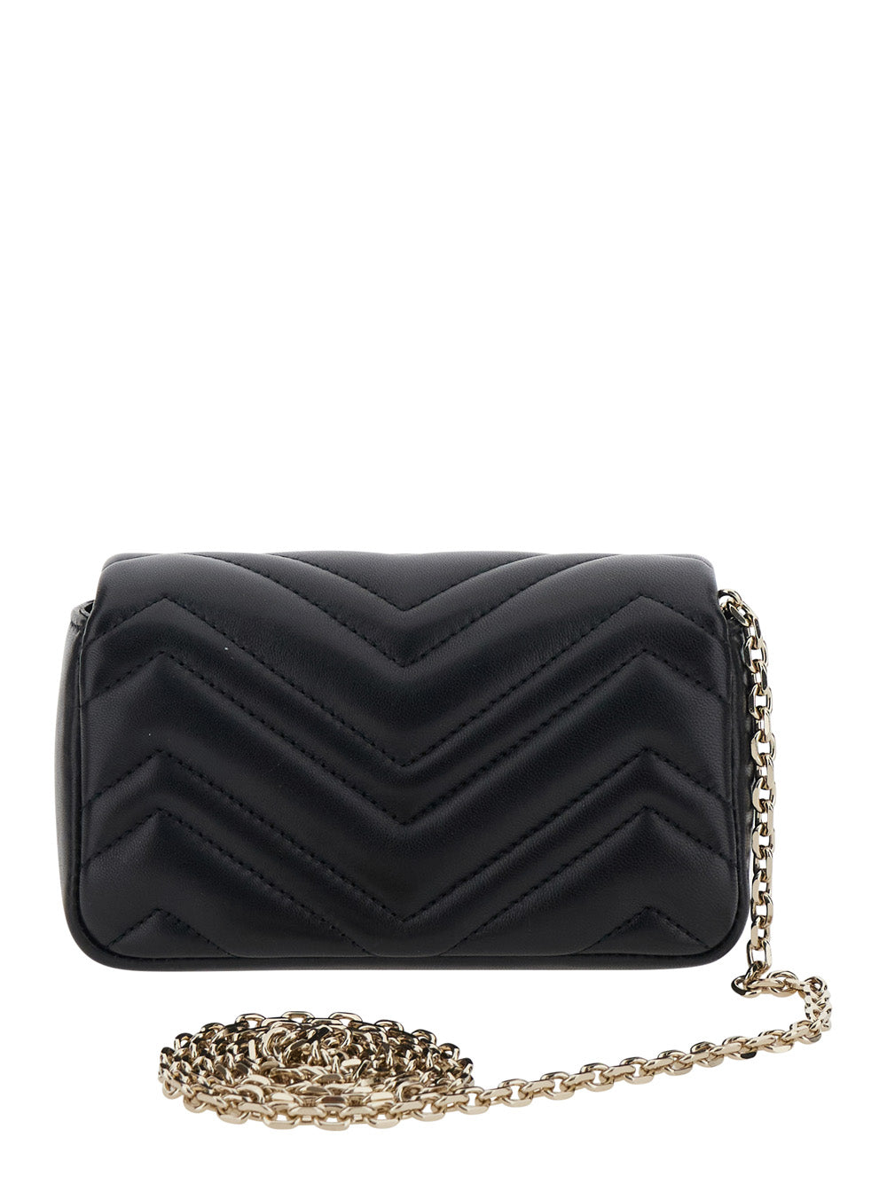 Mini Ophidia Bag With Chain Strap And Gg Plaque On Front Black Leather For Women Lamb