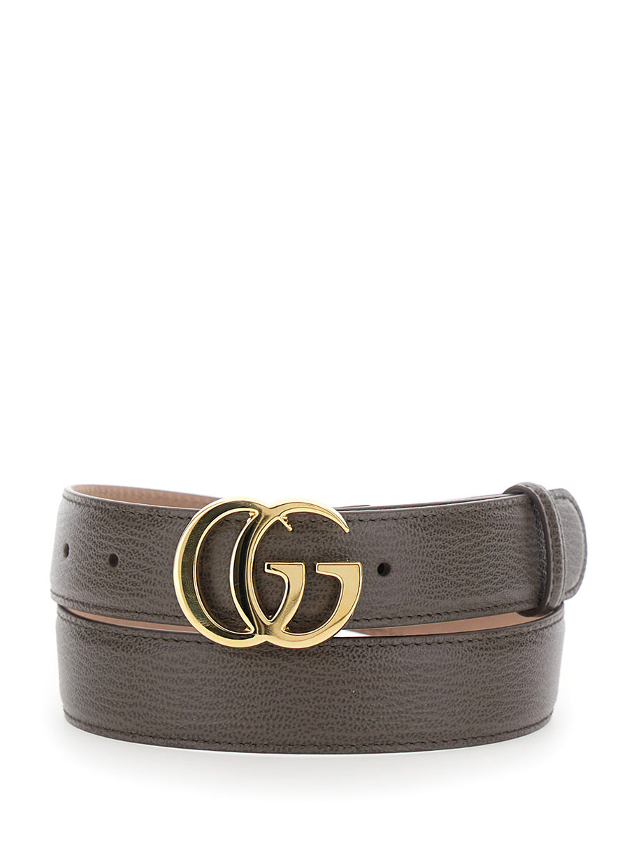 Leather Belt With Gold Plate, Brown