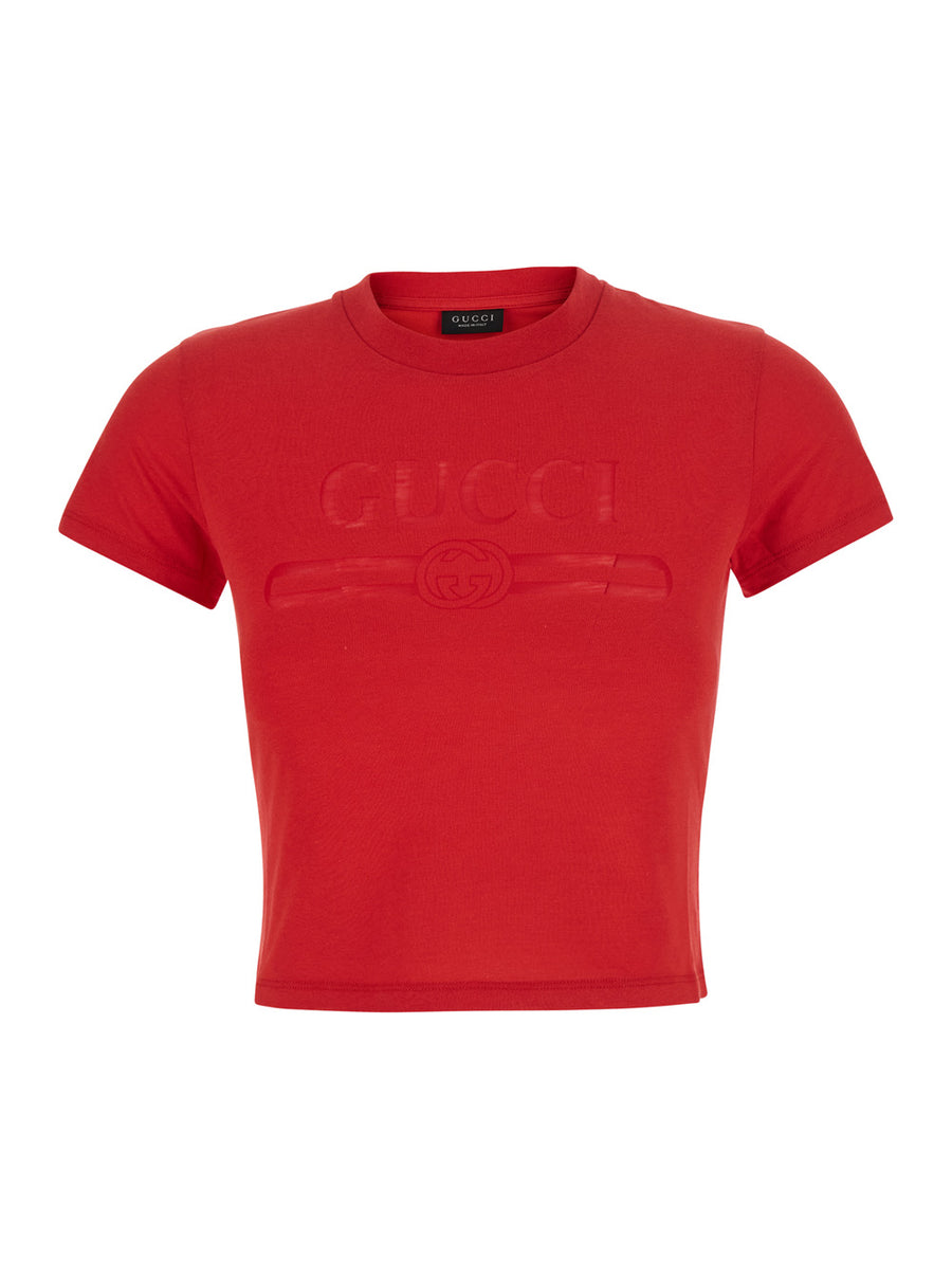 Cropped Cotton T-Shirt Red T-shirts & Jerseys