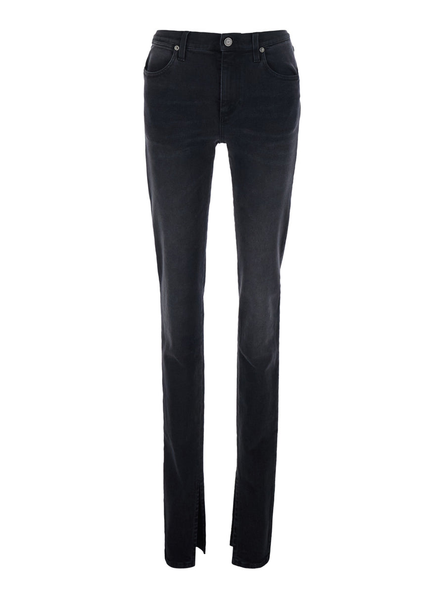 Jeans Mid-Rise Black Split Hem