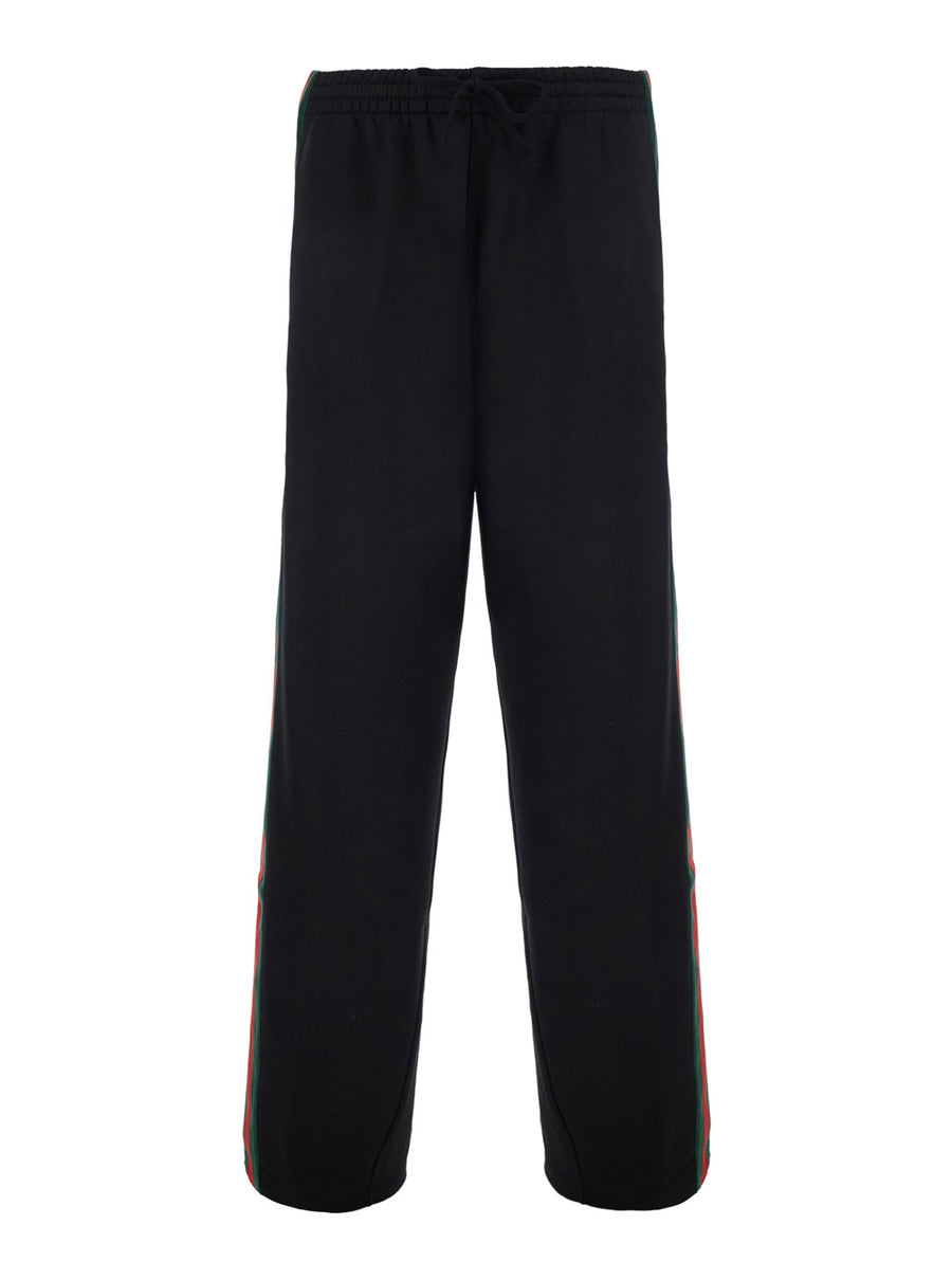 Trousers Web Detail Black Silk