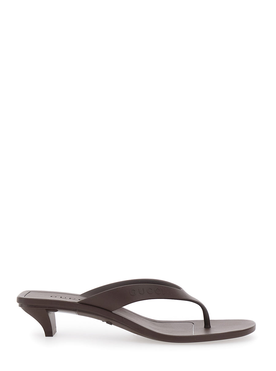 Heeled Sandals Vittoria Brown Rubber