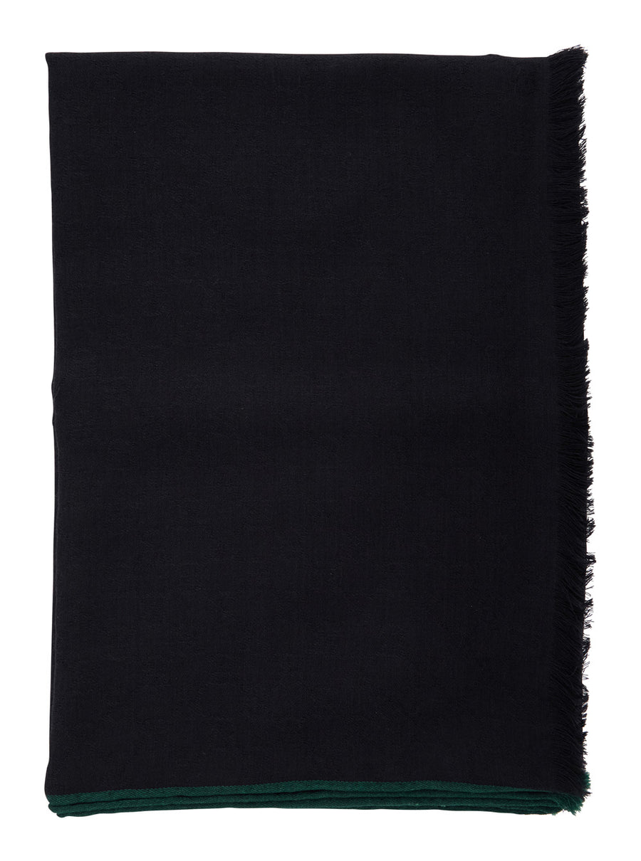 Scarf Black Wool-Silk Wool Silk