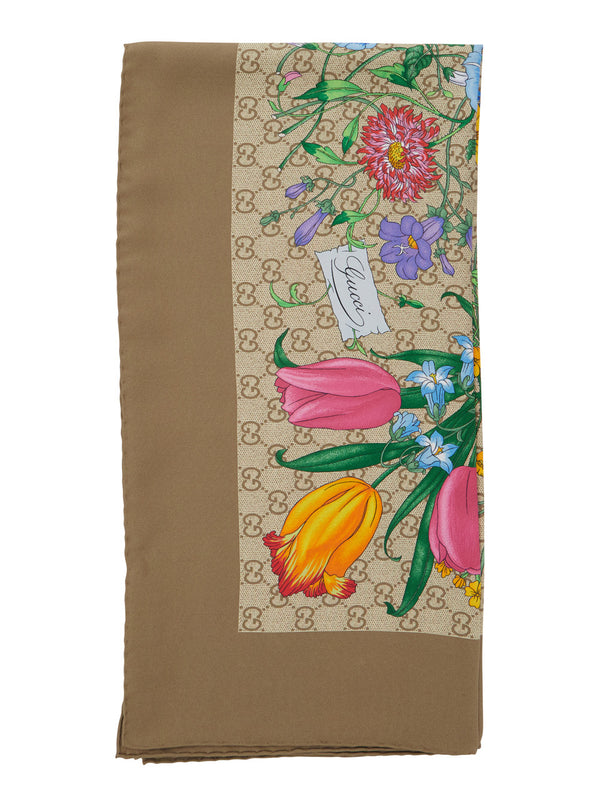 Silk Twill Scarf Beige