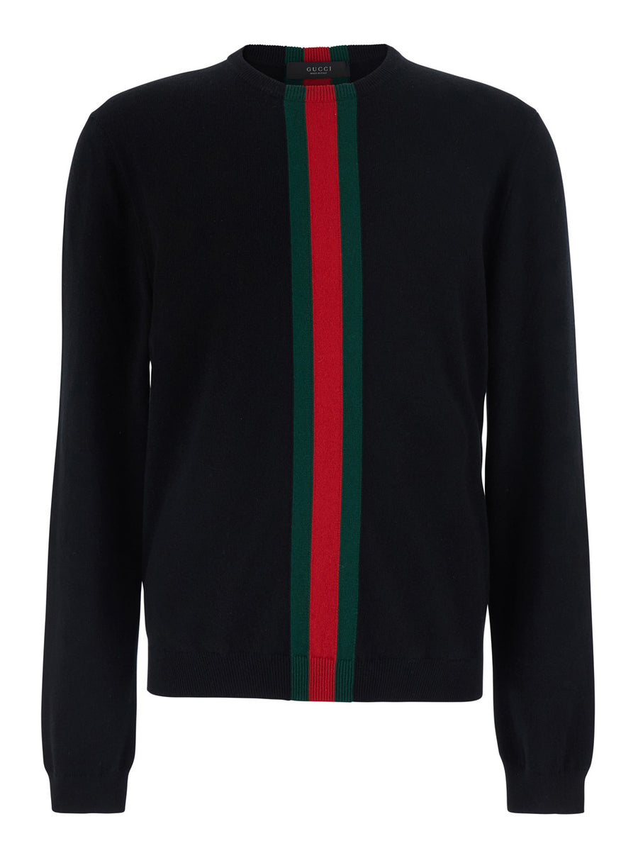 Crewneck Wool Sweater Blue Tops
