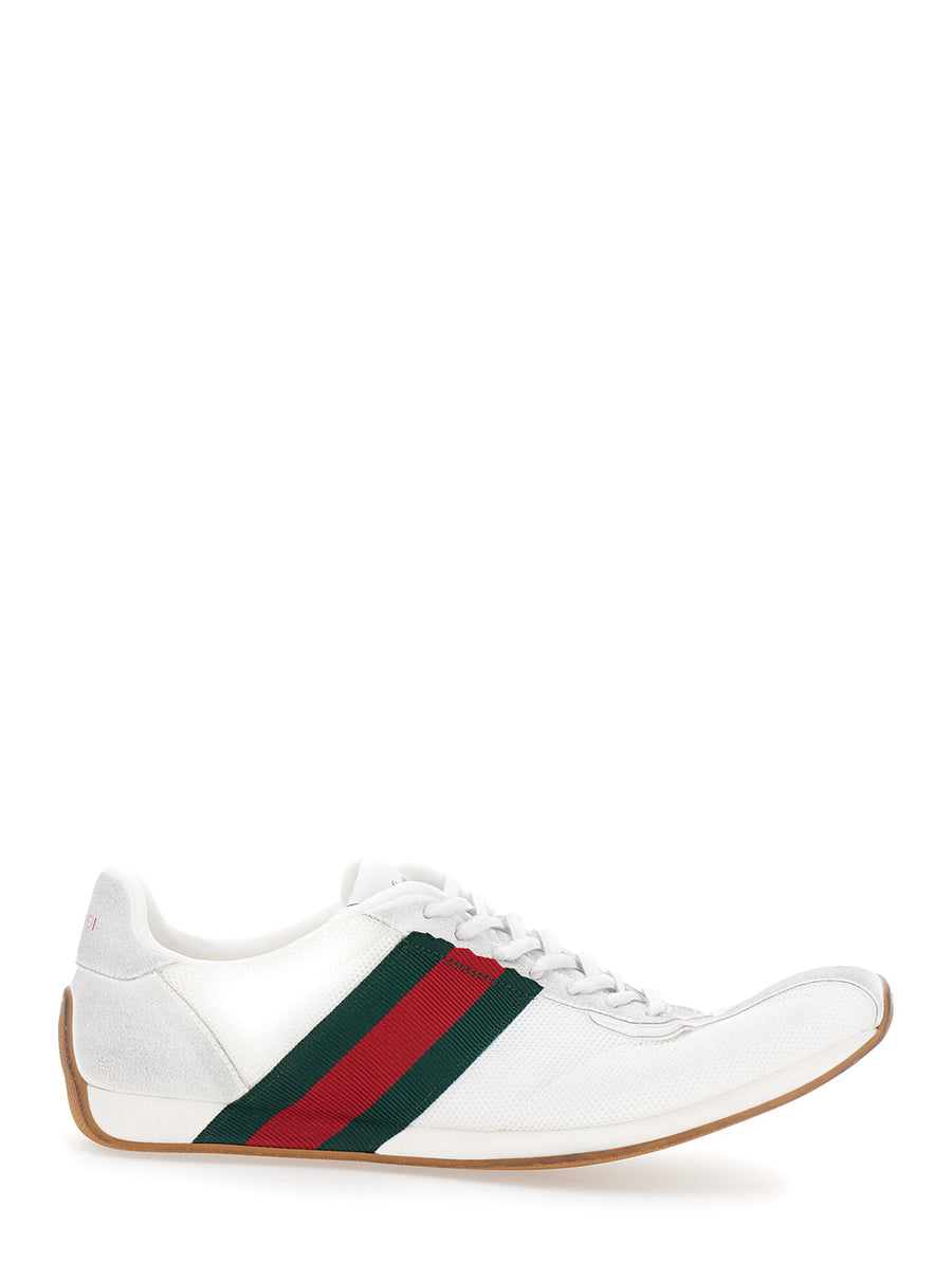 Sneakers Tempo White Leather And Fabric Trainers