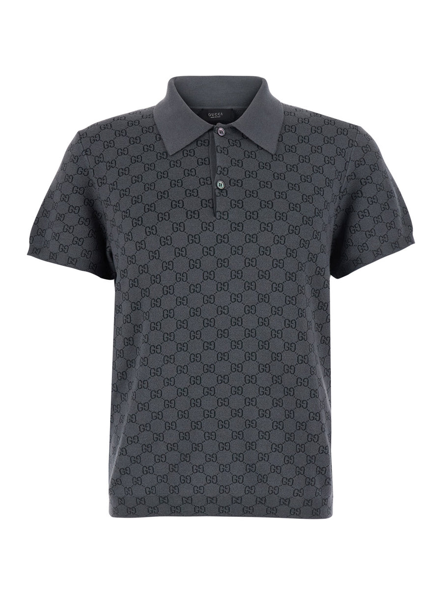 Polo Shirt Wool-Silk Grey Wool And Silk T-shirts