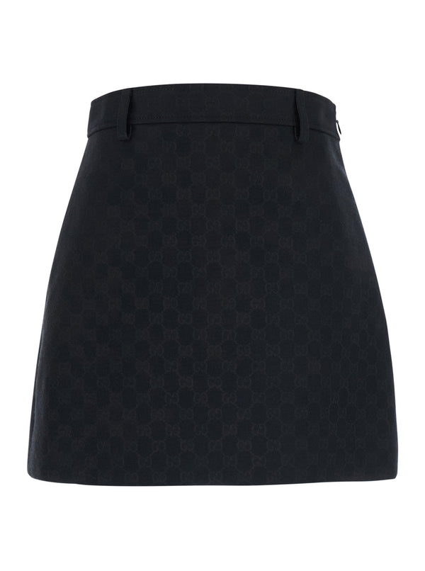 Miniskirt Black Gg Cotton Blend Skirt