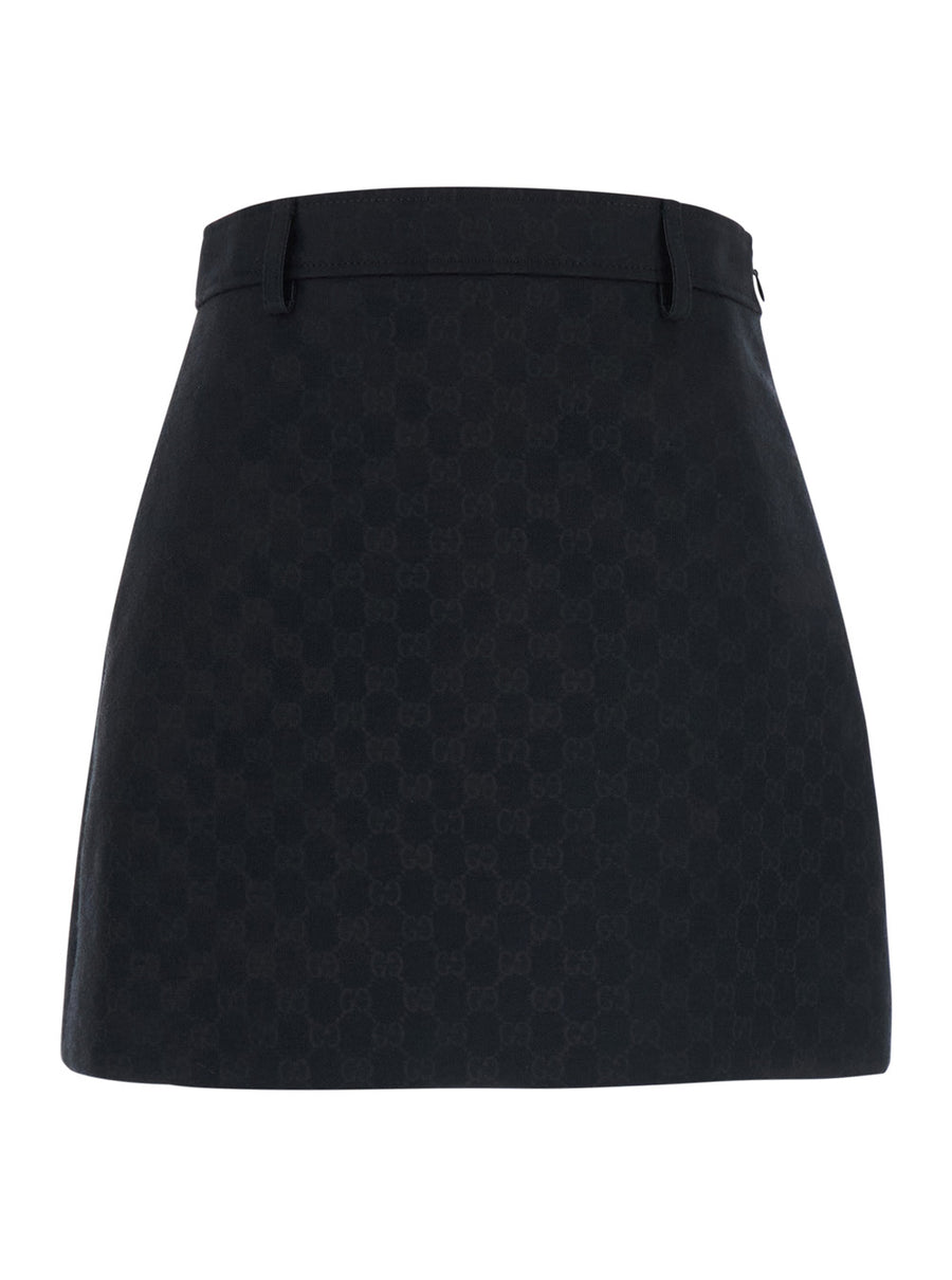 Miniskirt Black Gg Cotton Blend Skirt