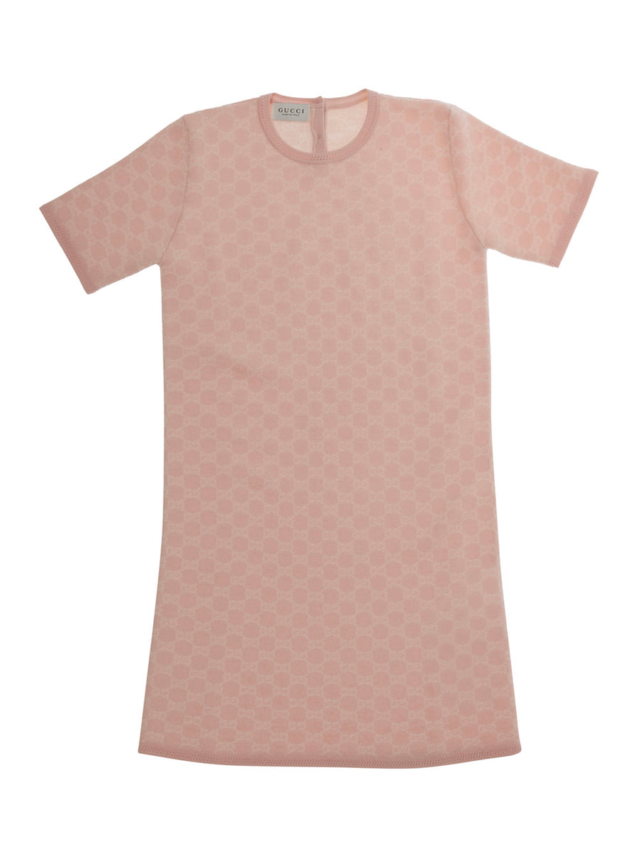 Wool Dress With Gg Motif Pink