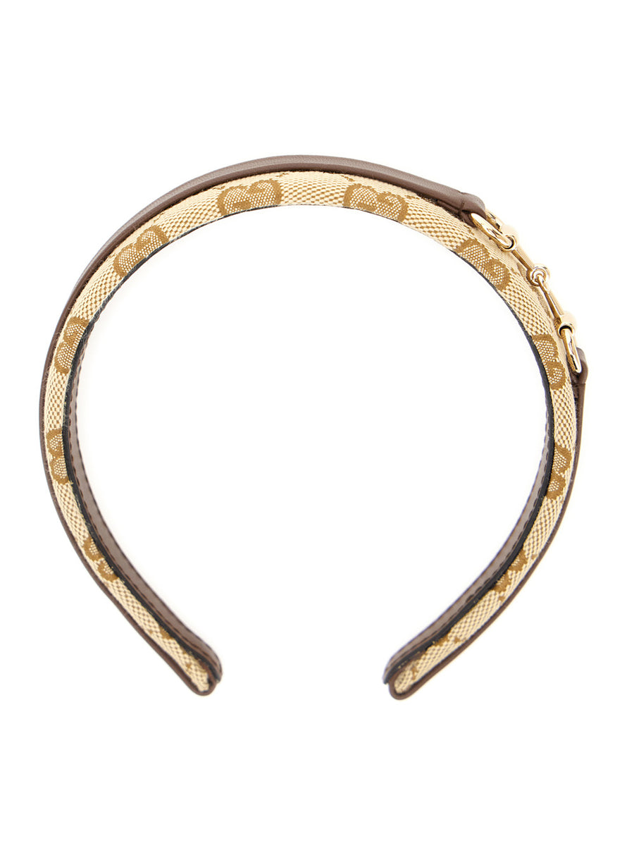 Headband Horsebit Gg Canvas Beige Cotton Accessory